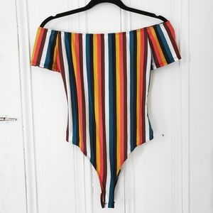 Vertical Striped Snap Closure Bodysuit